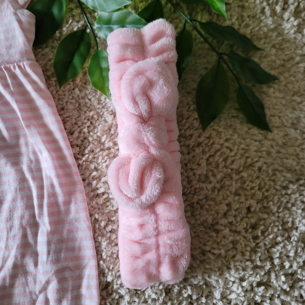 Baby Girl Pink Striped Romper + Headband (12-18 Months) - Picture 3 of 5